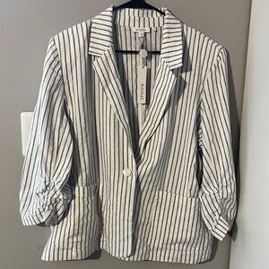 NWT Chico's Women's Navy and White Striped Blazer Size 3